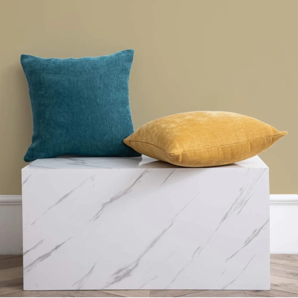 Luxury Home | Chic Teal Blue Green Soft Chenille Textured Throw Pillow Covers